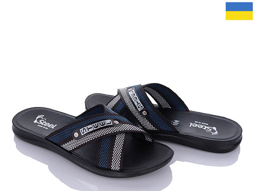 Шлепанцы Gurkem TRK2026-007 чорний-сірий-синій в магазине Фонтан Обуви