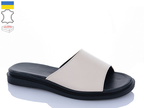 Шлепанцы Sali 500 бежевий чор-п. в магазине Фонтан Обуви