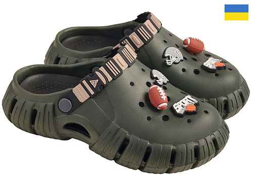 Кроксы Rai Shoes DS012 хакі-бчорний в магазине Фонтан Обуви