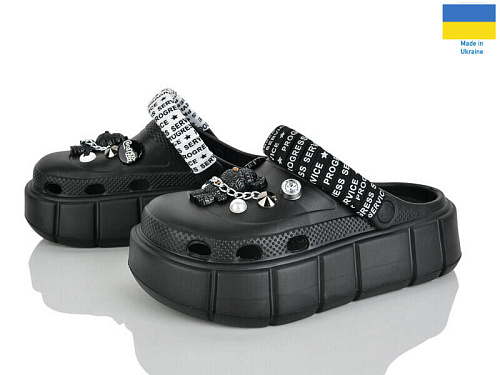 Кроксы Rai Shoes E152-2-4 чорний в магазине Фонтан Обуви