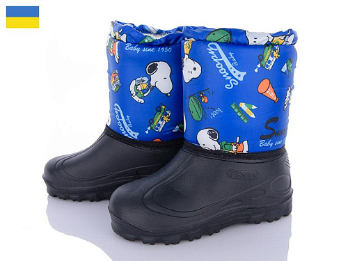 Сапоги Demur СПП Снупі блакитний-чорний-2025 в магазине Фонтан Обуви