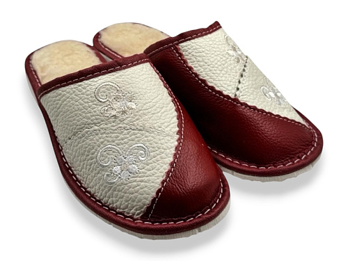 Тапочки Rai Shoes Капці 1 жін.беж-бордо в магазине Фонтан Обуви