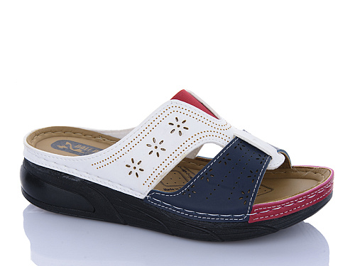 Шлепанцы Sali One 810 білий-синій в магазине Фонтан Обуви