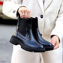 Ботинки Garti 361 чорна шкіра мех в магазине Фонтан Обуви