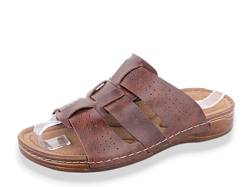 Шлепанцы Jumay Lexus 3 смужки коричневий в магазине Фонтан Обуви