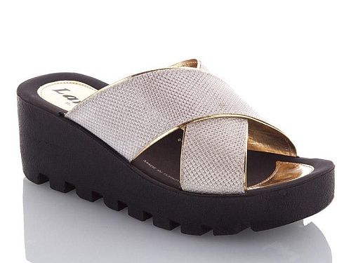 Шлепанцы Malibu W777-19 white-gold в магазине Фонтан Обуви