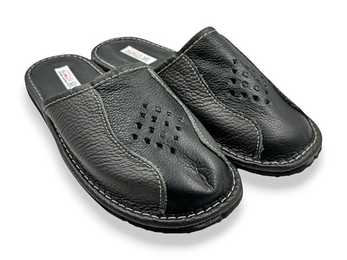 Тапочки Rai Shoes Капці 2 чол.т.сір-чорний в магазине Фонтан Обуви
