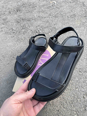 Босоножки 0110 чорна шкіра в магазине Фонтан Обуви