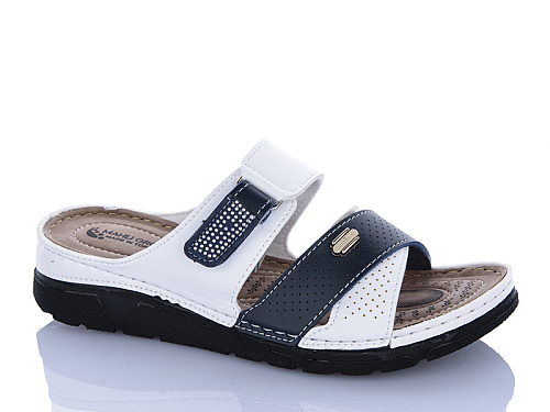 Шлепанцы Sali One 203-52 біл-синій в магазине Фонтан Обуви