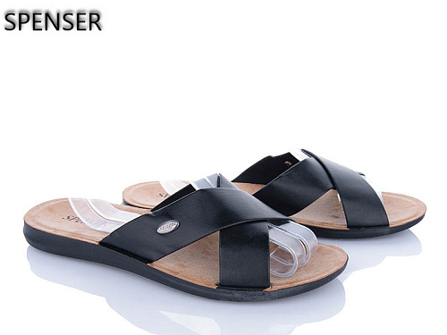 Шлепанцы Spencer 0301Б чорний к-з батал в магазине Фонтан Обуви