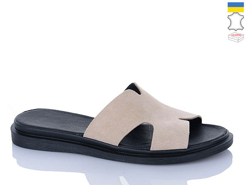 Шлепанцы Sali 505 бежевий з чор-п. в магазине Фонтан Обуви
