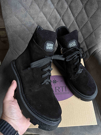 Ботинки Garti 360 чорний замш мех в магазине Фонтан Обуви