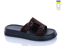 Шлепанцы Sali 11 шоколад з чор-п. в магазине Фонтан Обуви