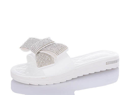 Шлепанцы Miss Ilonna Шлепанцы Бант белый в магазине Фонтан Обуви