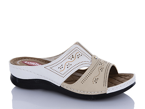 Шлепанцы Sali One 013-37 беж-білий в магазине Фонтан Обуви