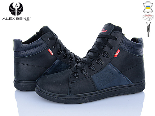 Ботинки Alex Bens 1510 L-M чор-синій в магазине Фонтан Обуви