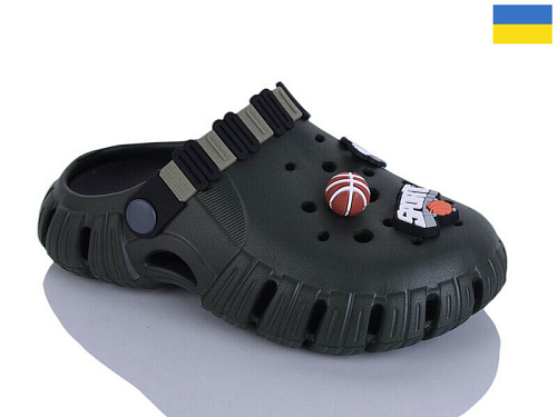 Кроксы Malibu 6012 хакі/чорн в магазине Фонтан Обуви