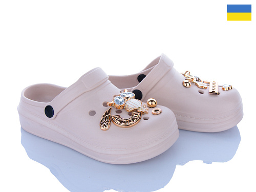 Кроксы Golden Lion 312-2 сова бежевий в магазине Фонтан Обуви