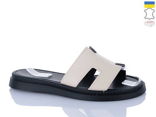 Шлепанцы Sali 501-1 бежевий чор-п. в магазине Фонтан Обуви