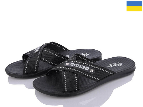 Шлепанцы Gurkem 2024-004-1 чорний-білий батал в магазине Фонтан Обуви