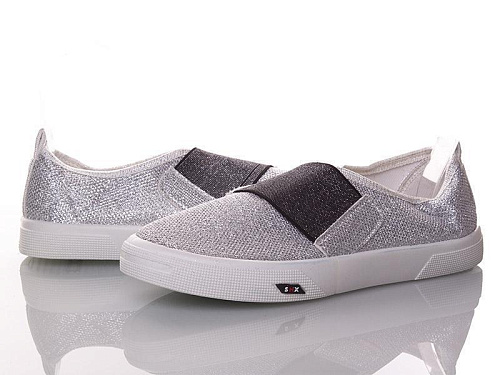 Слипоны Demur 2850-1 гумка срібний в магазине Фонтан Обуви