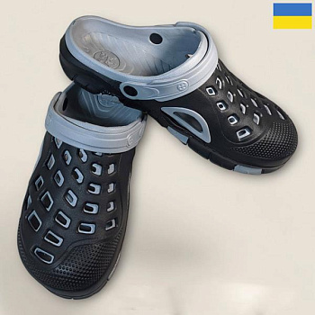 Кроксы Rai Shoes 308 чорний-сірий в магазине Фонтан Обуви