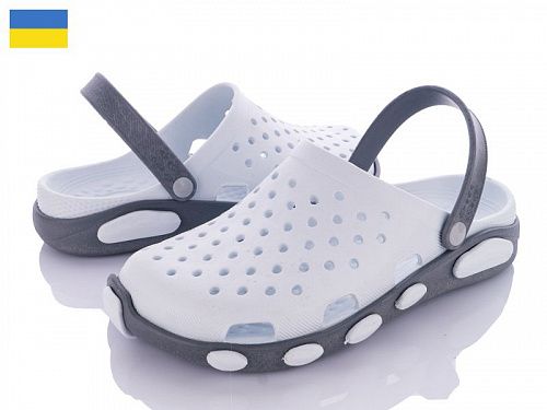 Кроксы Kredo Кредо 2091 белый-серый в магазине Фонтан Обуви