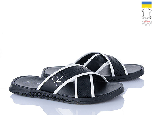 Шлепанцы Alex Bens CK біл-чорний в магазине Фонтан Обуви