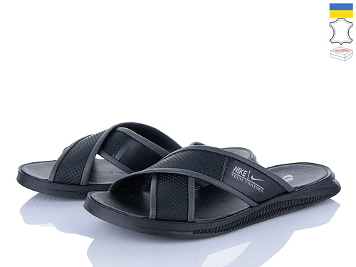 Шлепанцы Alex Bens H1 сір-чорний в магазине Фонтан Обуви