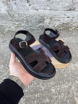 Босоножки 2194 корич замш в магазине Фонтан Обуви