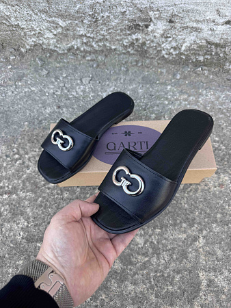 Шлепанцы 56 чорна шкіра в магазине Фонтан Обуви