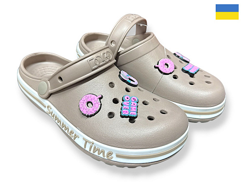 Кроксы Rai Shoes 328 бежевий в магазине Фонтан Обуви