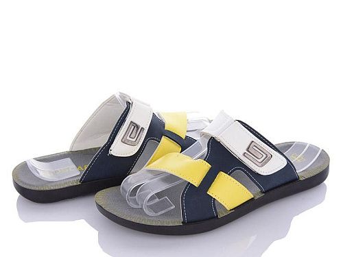 Шлепанцы Oskar 6-Ш41 white-yellow в магазине Фонтан Обуви