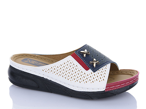Шлепанцы Sali One 835 синій-білий в магазине Фонтан Обуви