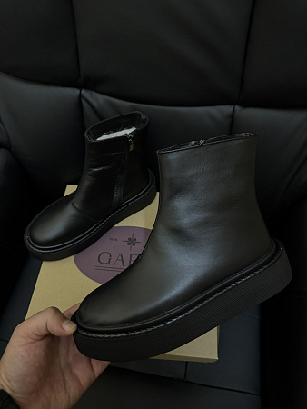 Ботинки Garti 6727 чорна шкіра мех в магазине Фонтан Обуви