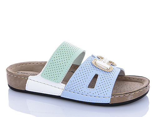 Шлепанцы Sali One 06-59 зел-блакитний в магазине Фонтан Обуви
