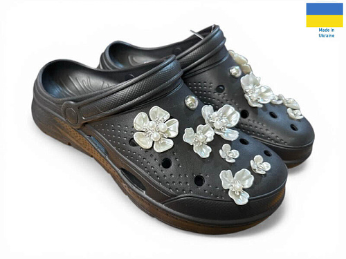 Кроксы Rai Shoes 414 чорний в магазине Фонтан Обуви