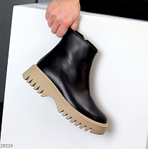 Ботинки garti 6722 чорна шкіра-беж байка в магазине Фонтан Обуви