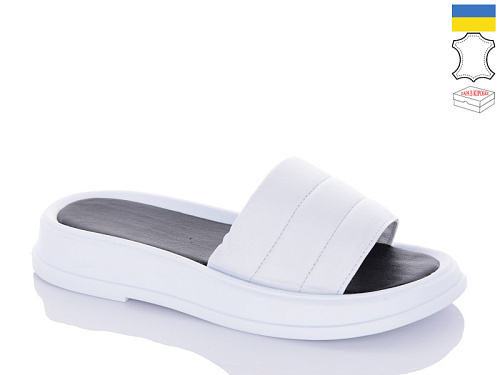 Шлепанцы Garti 0114 білий шкіра в магазине Фонтан Обуви