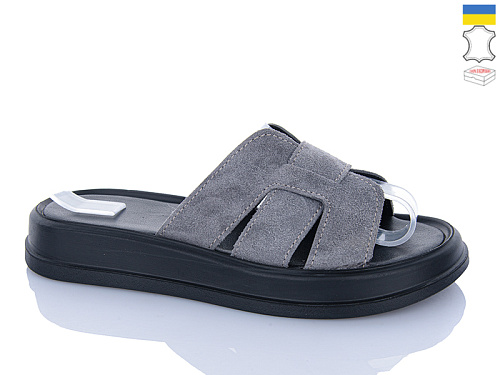 Шлепанцы Sali 518 сірий з чор-п. в магазине Фонтан Обуви