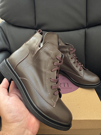 Ботинки 209 корич шкіра мех в магазине Фонтан Обуви