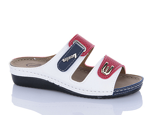 Шлепанцы Sali One 502-2404 біл-червоний в магазине Фонтан Обуви