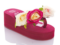 Шлепанцы Miss Ilonna Шлепки цветы бордовый в магазине Фонтан Обуви