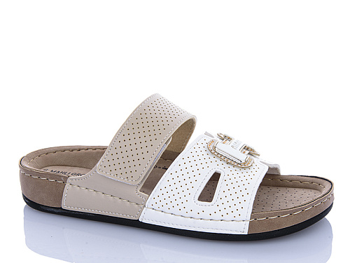 Шлепанцы Sali One 06-59 беж-білий в магазине Фонтан Обуви