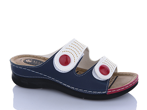 Шлепанцы Sali One 201-67-5 білий-синій в магазине Фонтан Обуви