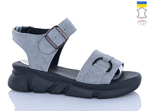 Босоножки Sali 1718-4 сірий замш чор-п в магазине Фонтан Обуви