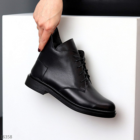 Ботинки Garti 298 чорна шкіра мех в магазине Фонтан Обуви