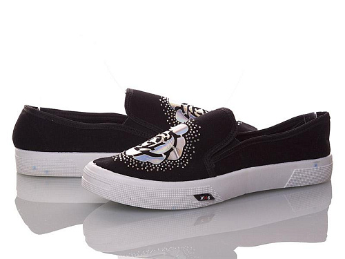 Слипоны Demur 2850-01 троянда чорний в магазине Фонтан Обуви