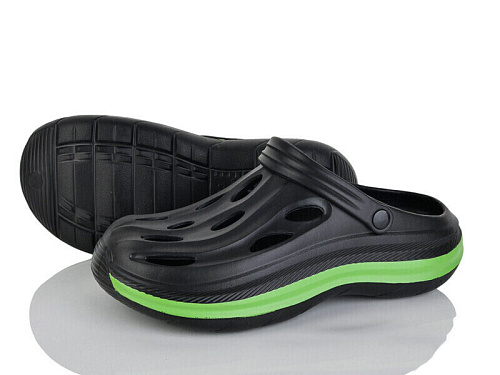 Кроксы X&L 802 black-green в магазине Фонтан Обуви