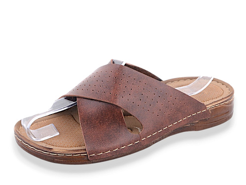 Шлепанцы Jumay Lexus крест коричневий в магазине Фонтан Обуви